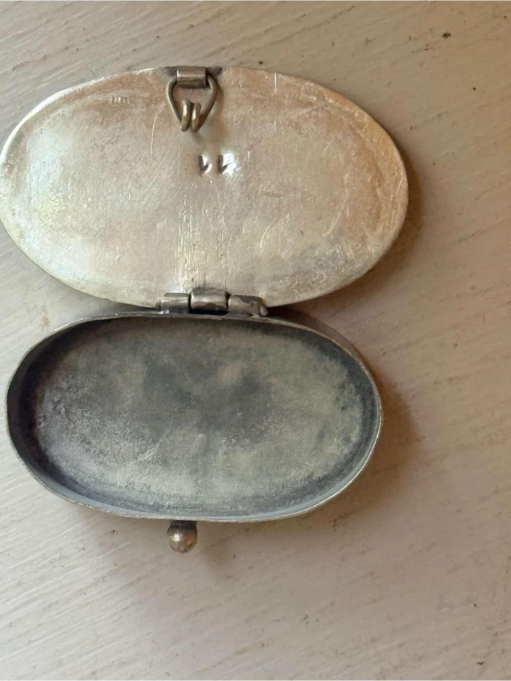 Vtg Mexican Alpaca Silver Abalone Pill Box 2